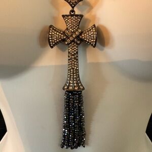 Elegant Cross Pendant Necklace with Tassel
